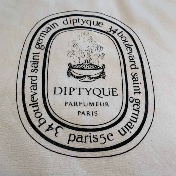 DIPTYQUE Parfumeur Paris white drawstring dust bag with black logo VVGUC - Picture 2 of 7